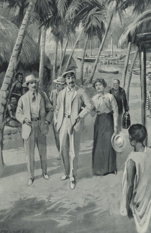 Robert Louis Stevenson y sus amigos llegan a Samoa de after Charles Mills Sheldon
