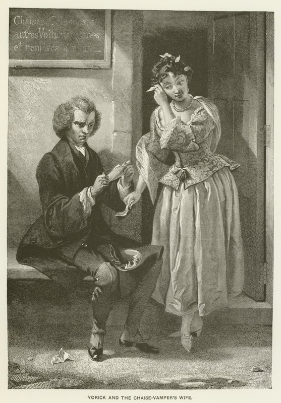 Yorick y la esposa del Chaise-Vamper de after Charles Robert Leslie