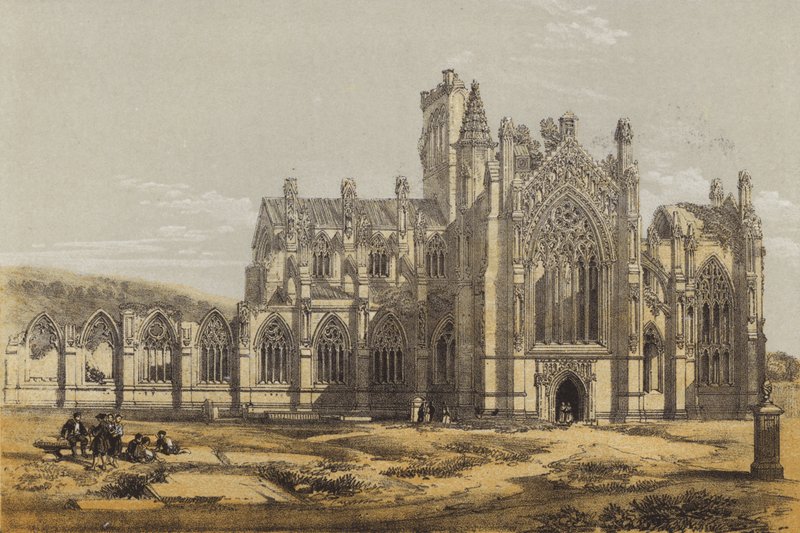 Abadía de Melrose, desde el Sur de after David Roberts