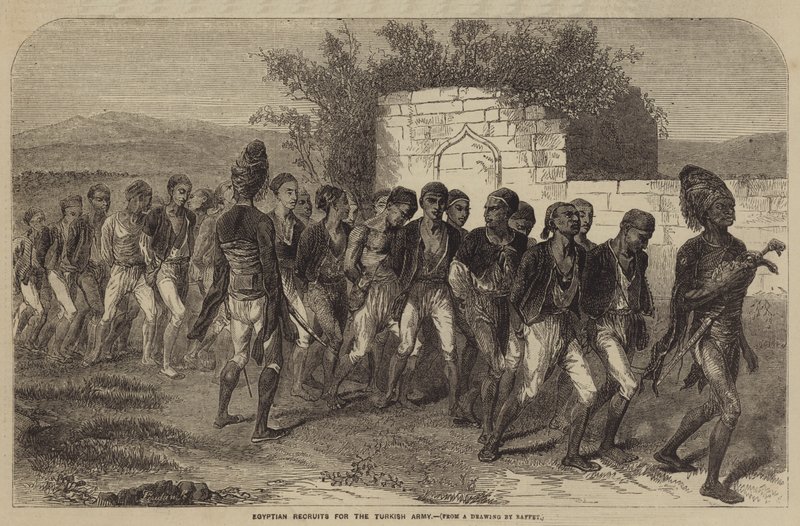 Reclutas egipcios para el ejército turco de after Denis Auguste Marie Raffet