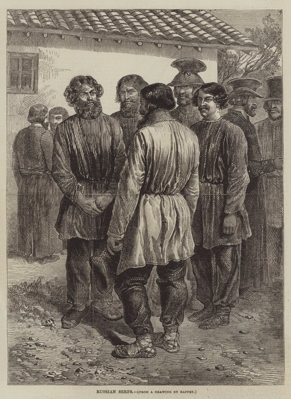 Siervos rusos de after Denis Auguste Marie Raffet