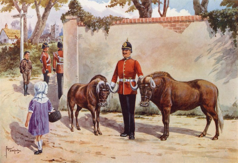Ñus (o Gnu de cola blanca), mascotas de los South Wales Borderers de after Edgar Alfred Holloway