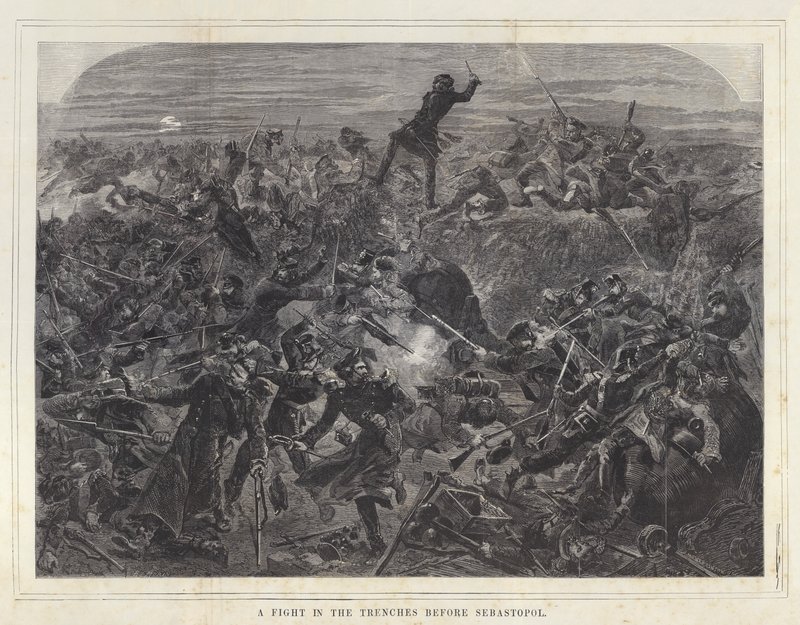 Una pelea en las trincheras antes de Sebastopol de after Edmond Morin