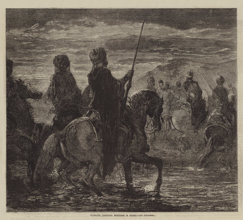 Caballería turca cruzando un río de after Edmond Morin