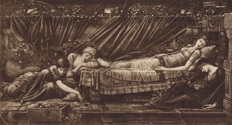 La Bella Durmiente de after Edward Coley Burne Jones