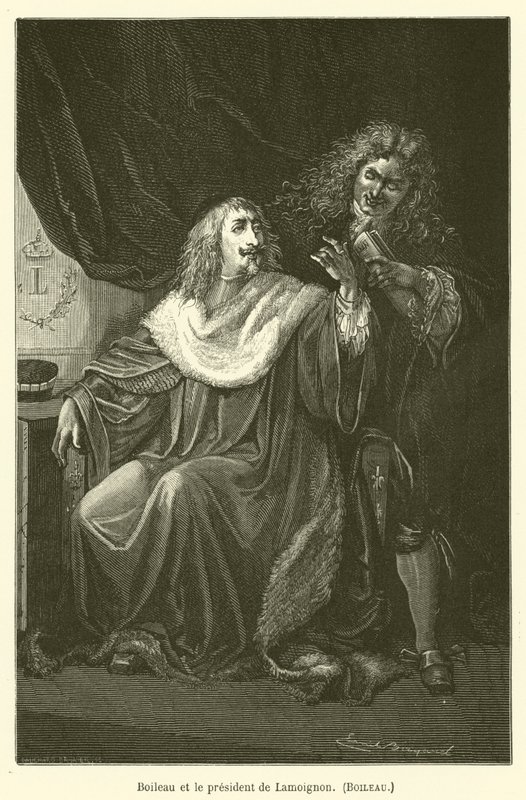 Boileau y el presidente de Lamoignon de after Emile Antoine Bayard
