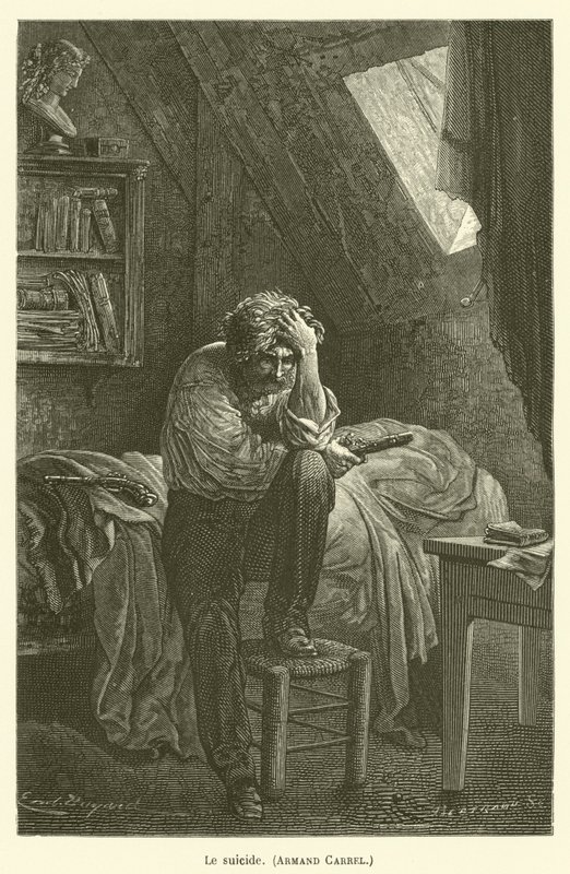 El suicidio, Armand Carrel de after Emile Antoine Bayard