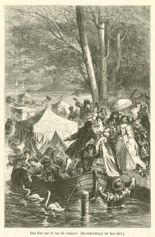 Una fiesta en el lago de Ginebra de after Emile Antoine Bayard