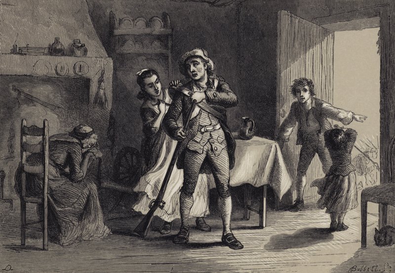 Un minuteman preparándose para la guerra de after Felix Octavius Carr Darley