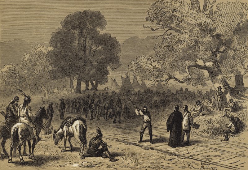 Finalización del ferrocarril del Pacífico de after Felix Octavius Carr Darley