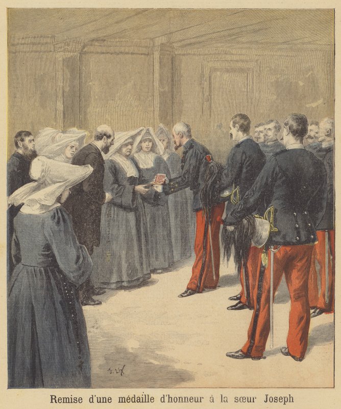 Presentación de una medalla a la hermana Joseph de after Frederic Theodore Lix