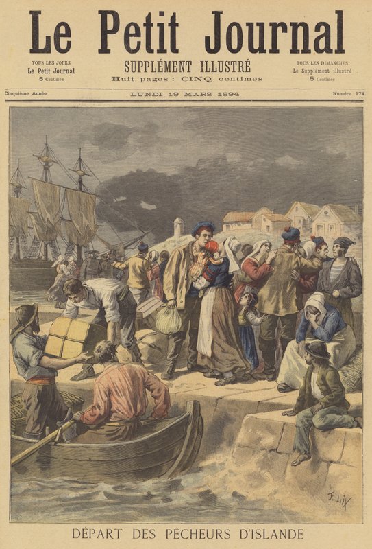 Los pescadores de Islandia preparándose para ir al mar de after Frederic Theodore Lix