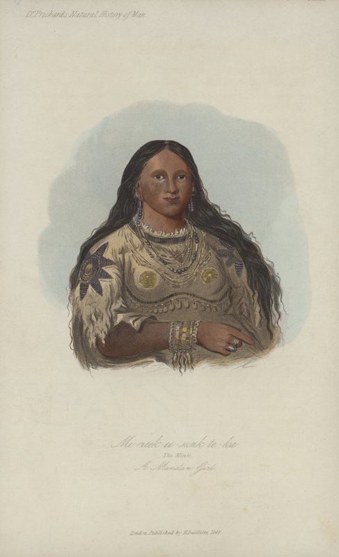 Mi-neek-ee-sunk-te-ka, El Visón, Una Chica Mandan (aguafuerte) de after George Catlin