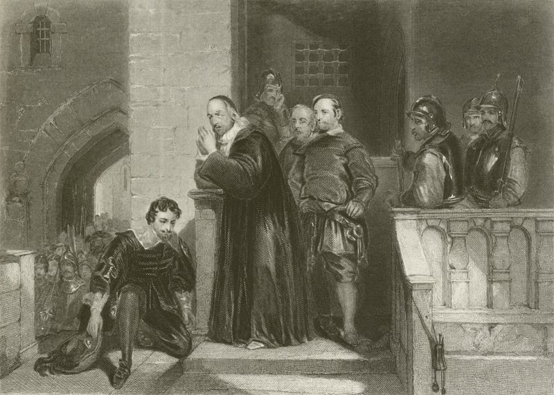 El arzobispo Laud bendiciendo a Strafford de after George Cattermole