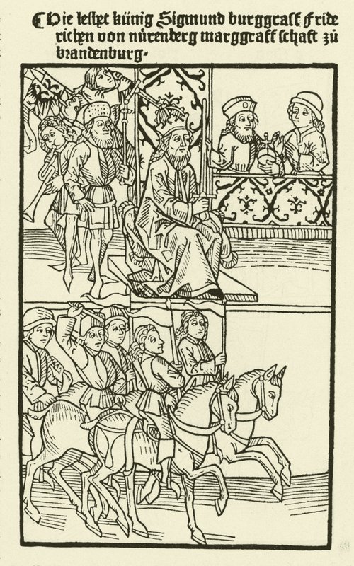 Investidura de Federico I de la casa de Hohenzollern como Margrave de Brandeburgo, 1415 de after German School