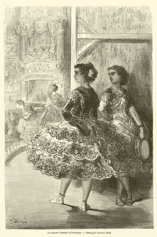 La Amparo bailando el fandango de Gustave after Dore