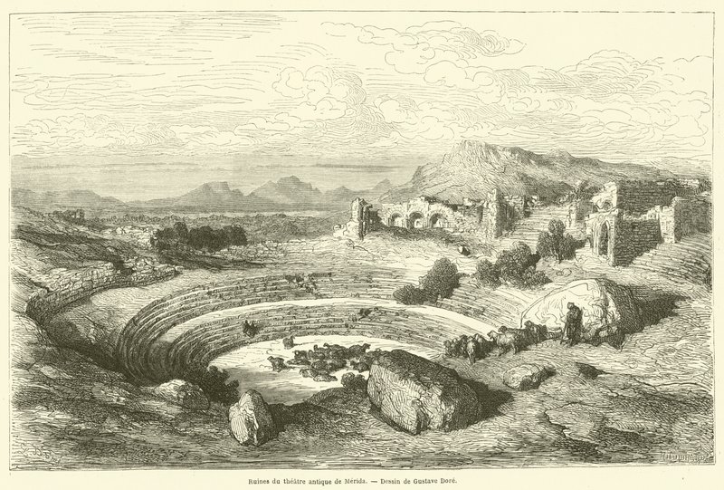Ruinas del teatro antiguo de Mérida de Gustave after Dore