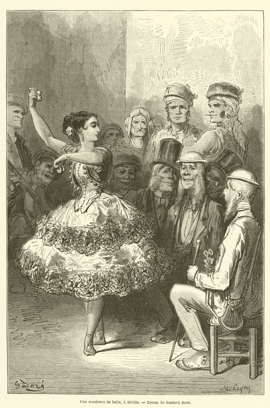 Una academia de baile, en Sevilla de Gustave after Dore