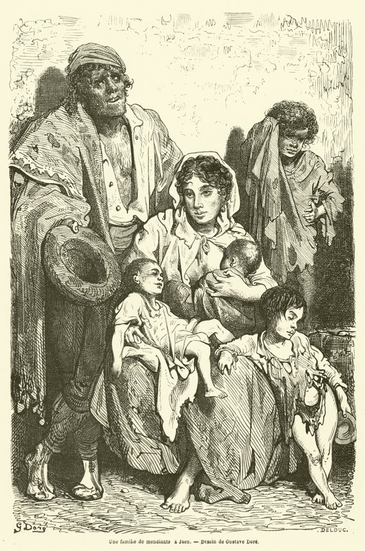 Una familia de mendigos en Jaén de Gustave after Dore