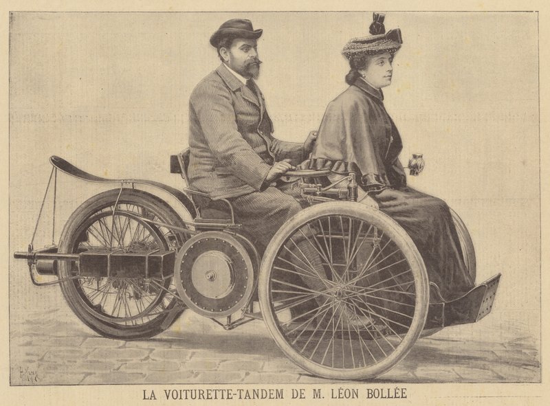 Voiturette tándem de Leon Bollee de after Henri Meyer