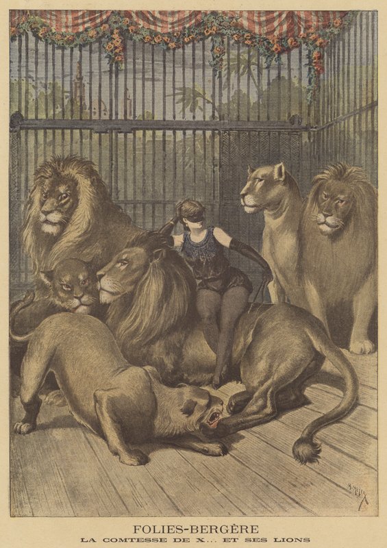 La condesa de X y sus leones en el Folies-Bergere de after Henri Meyer
