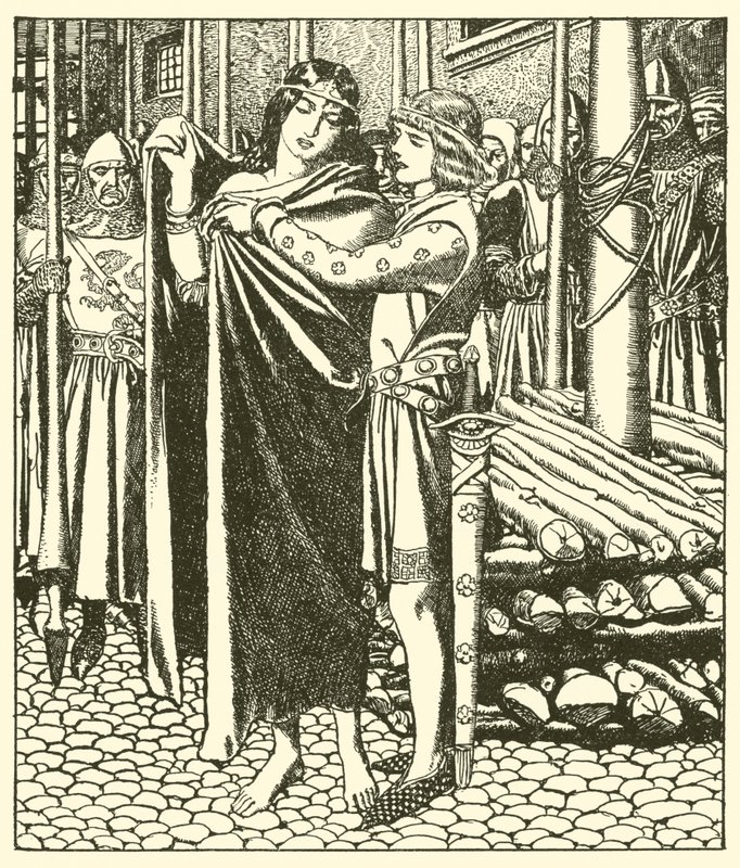Tristram socorre a la Dama Moeya de after Howard Pyle