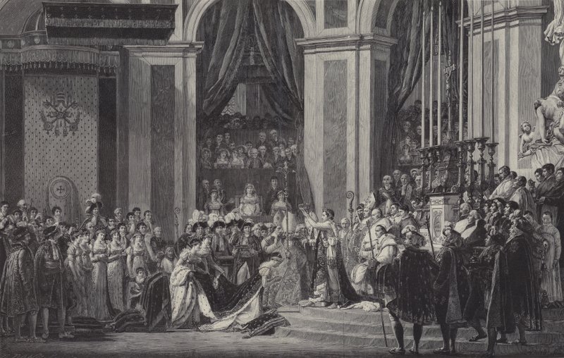 La Coronación de Napoleón como Emperador de Francia en Notre Dame de París, 1804 de after Jacques Louis David