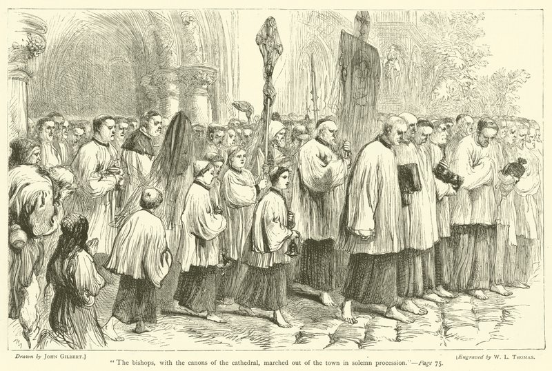 Los obispos, con los canónigos de la catedral, salieron de la ciudad en solemne procesión de after John Gilbert