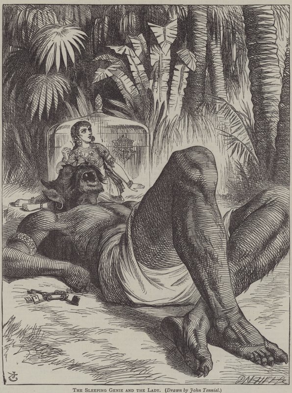 El genio durmiente y la dama de after John Tenniel