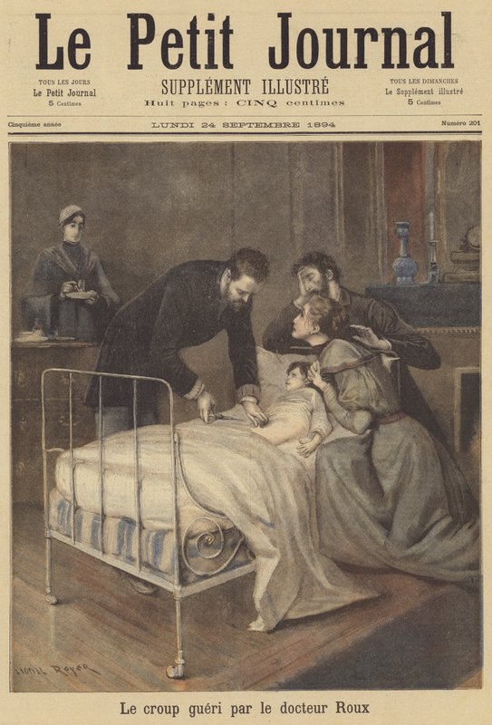 El doctor Emile Roux curando a un niño de un caso de crup de after Lionel Royer