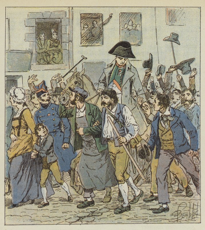 A su regreso de la isla de Elba, el Emperador fue recibido en el faubourg Saint-Antoine con un entusiasmo sin igual de after Louis Charles Bombled