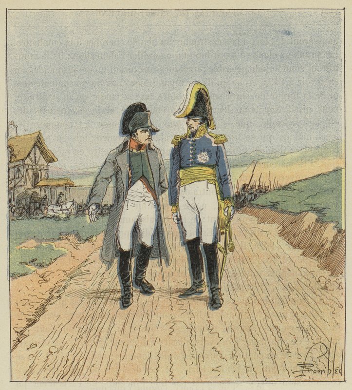 Yendo a la isla de Elba, Napoleón encuentra a Augereau de after Louis Charles Bombled