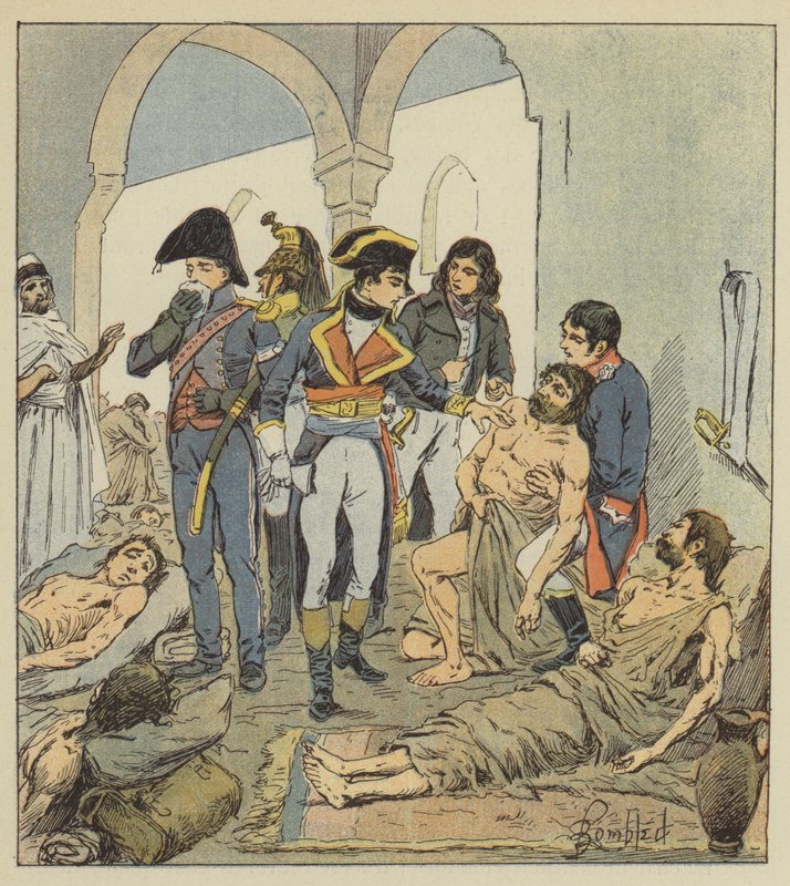 Bonaparte visita a los apestados de Jaffa de after Louis Charles Bombled