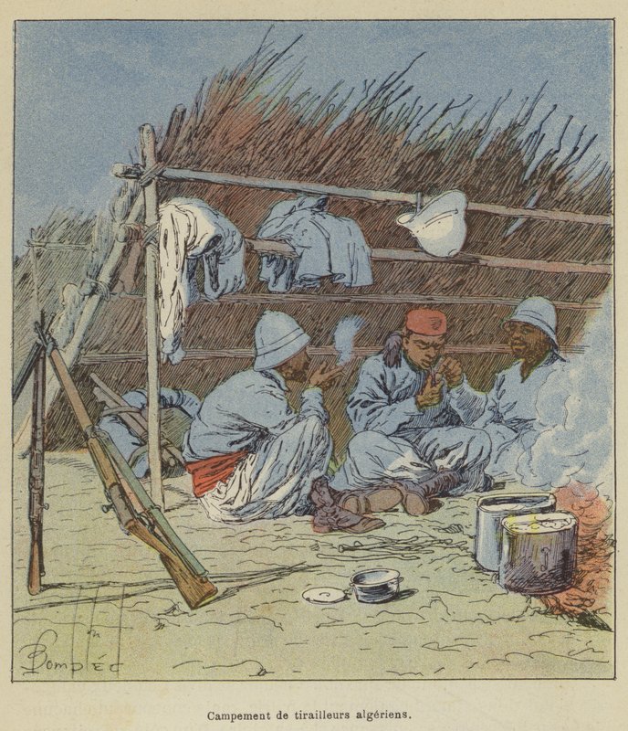 Campamento de tiradores argelinos de after Louis Charles Bombled