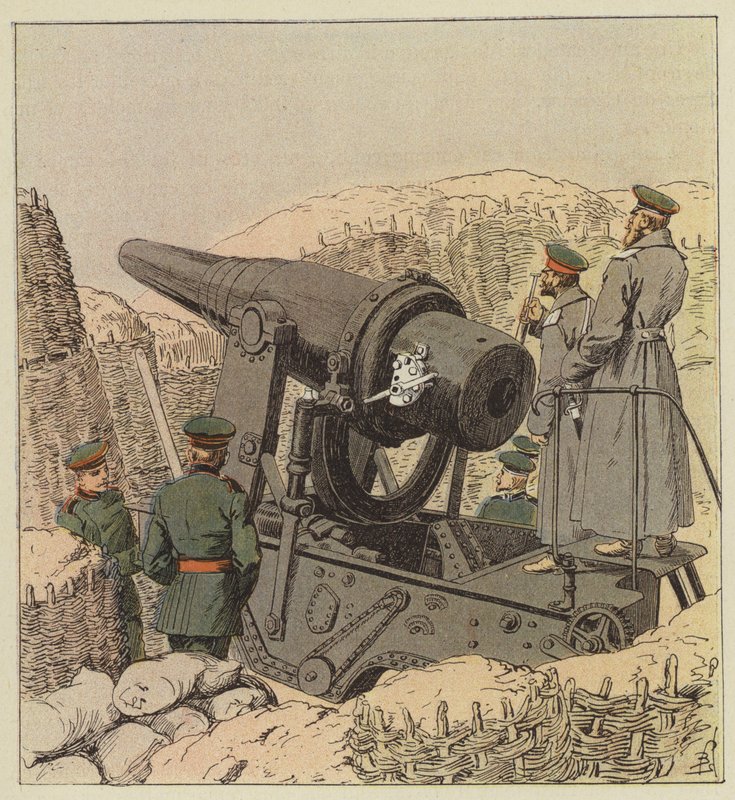 Cañón ruso de costa de 9 pulgadas de after Louis Charles Bombled