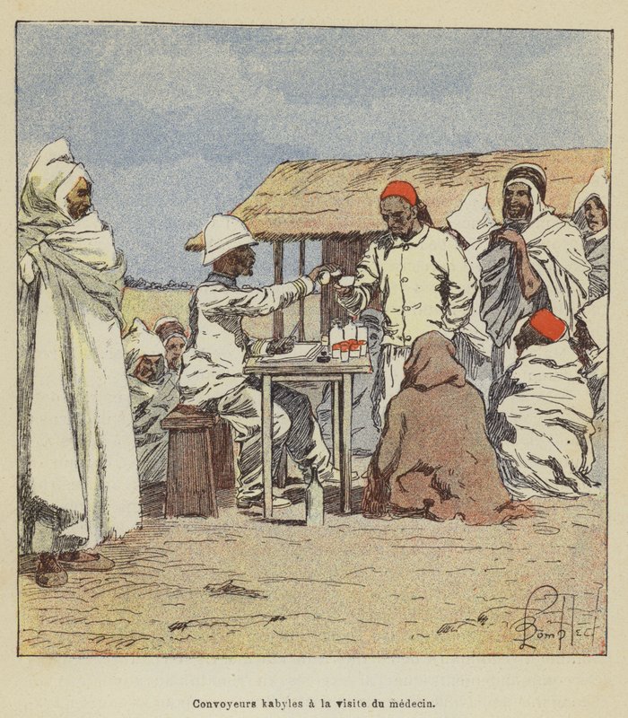 Convoyeros kabyles en la visita del médico de after Louis Charles Bombled