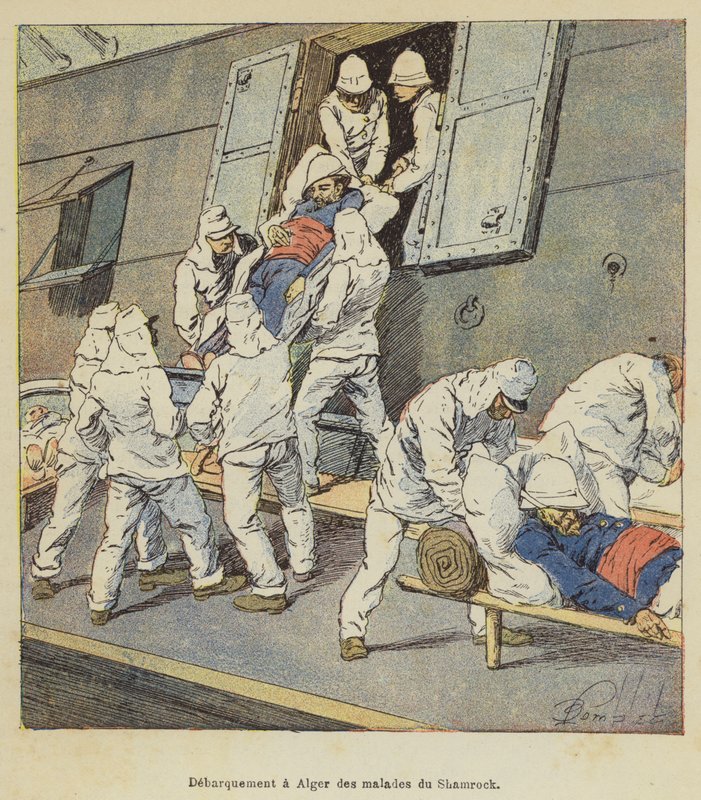 Desembarco en Argel de los enfermos del Shamrock de after Louis Charles Bombled