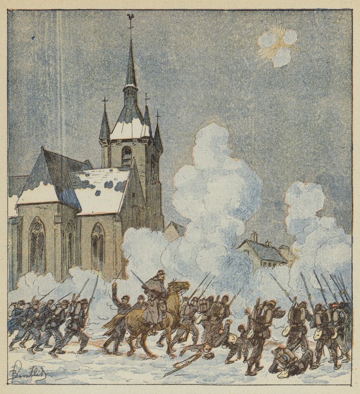 Defensa de Patay por el 75º móviles de after Louis Charles Bombled