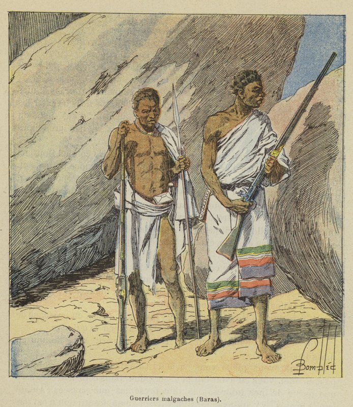 Guerreros malgaches, Baras de after Louis Charles Bombled