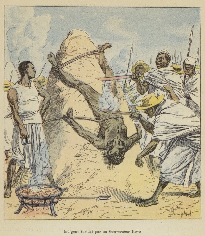 Indígena torturado por un gobernador Hova de after Louis Charles Bombled