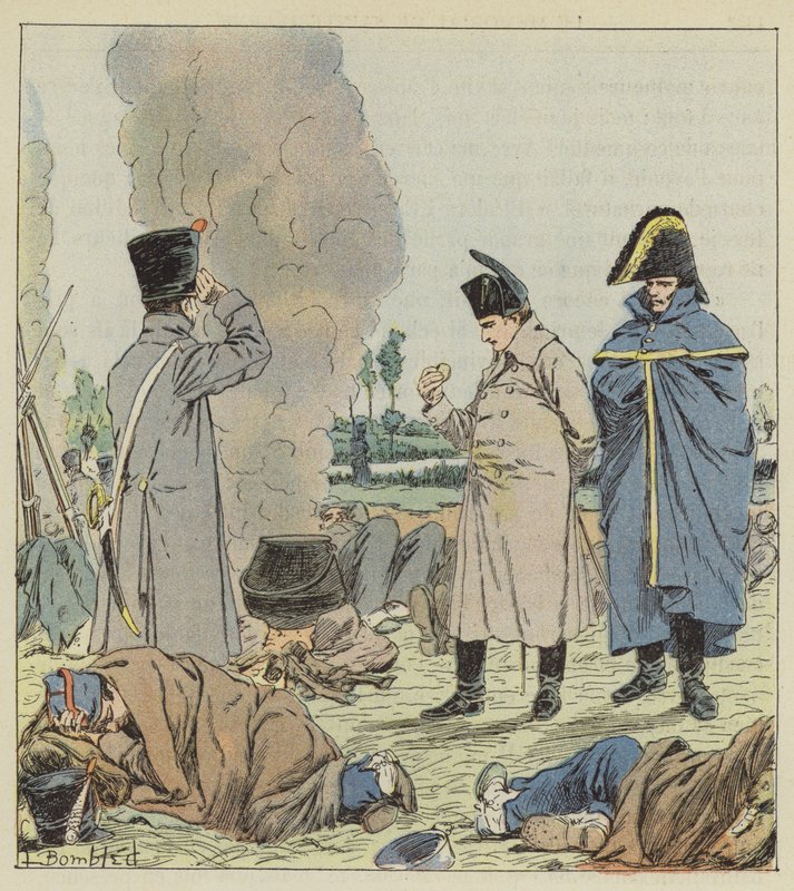 El Emperador en el vivac de las orillas del Sambre de after Louis Charles Bombled