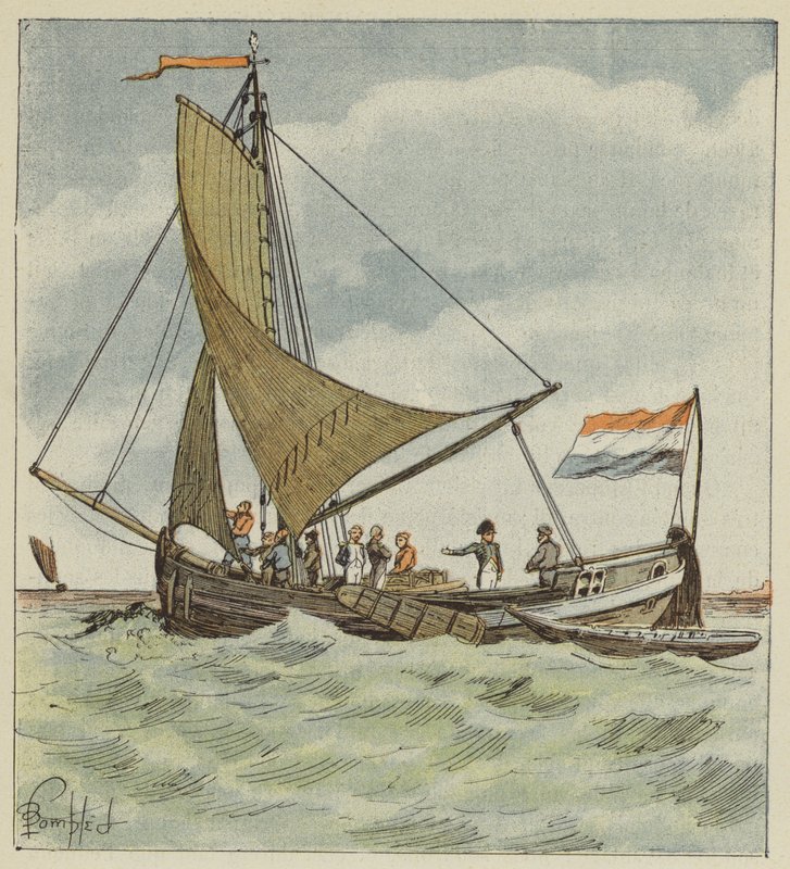 El Emperador dona un barco a un piloto holandés de after Louis Charles Bombled