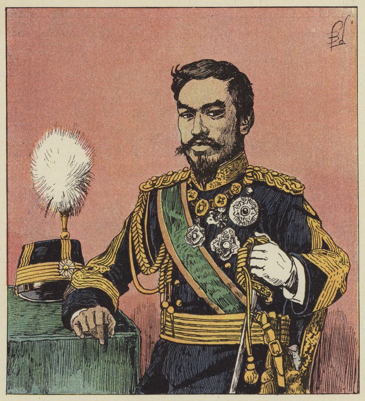 El Mikado Mutsu-Hito, emperador de Japón de after Louis Charles Bombled
