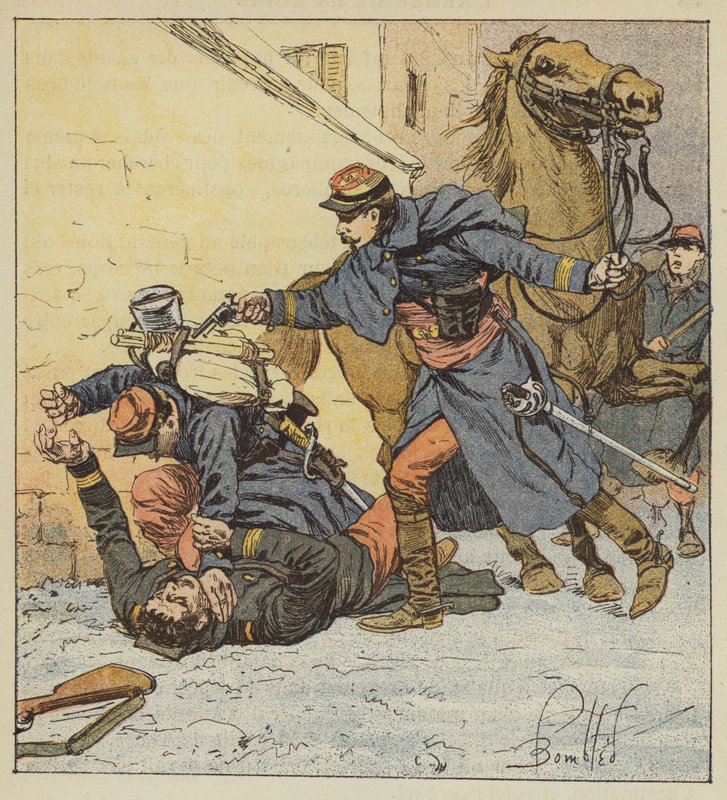 El coronel Choppin-Merey mata a un soldado indisciplinado de after Louis Charles Bombled