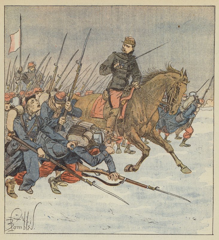 El general Deflandre lidera un batallón en el ataque de Layes de after Louis Charles Bombled