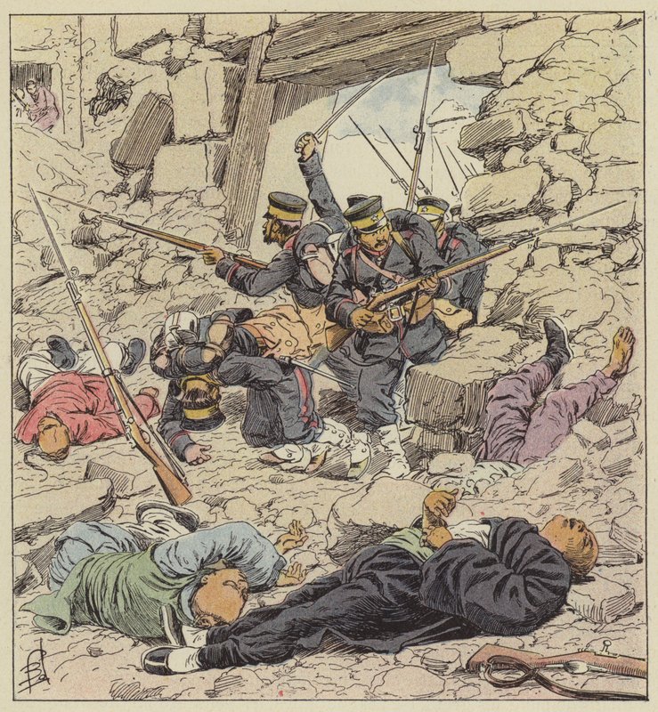 Los japoneses penetran en Pekín de after Louis Charles Bombled