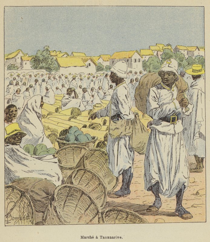 Mercado en Tananarive de after Louis Charles Bombled