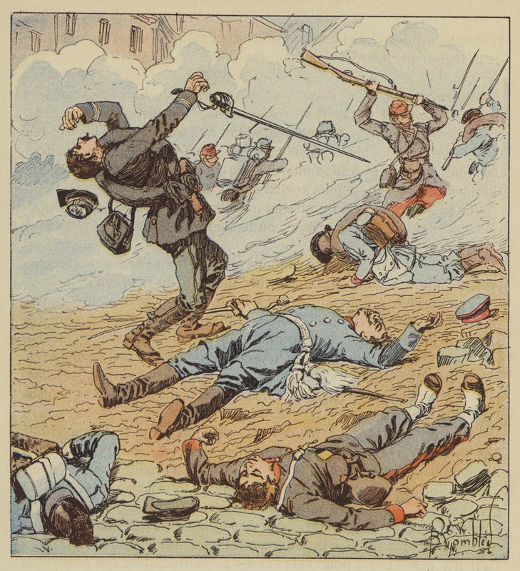 Muerte del capitán de Boissieu en la batalla de Orleans de after Louis Charles Bombled
