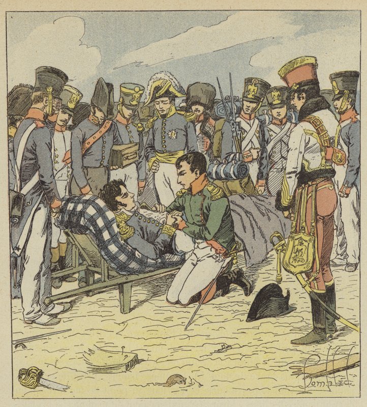 Napoleón y el mariscal Lannes moribundo de after Louis Charles Bombled