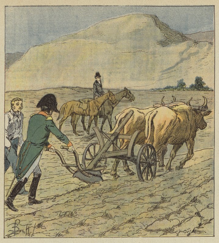 Napoleón traza un surco con el arado de after Louis Charles Bombled